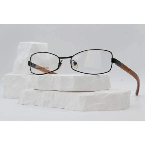 Alexander McQueen AMQ4117 1VR Hybrid Wood Eyeglasses 130
